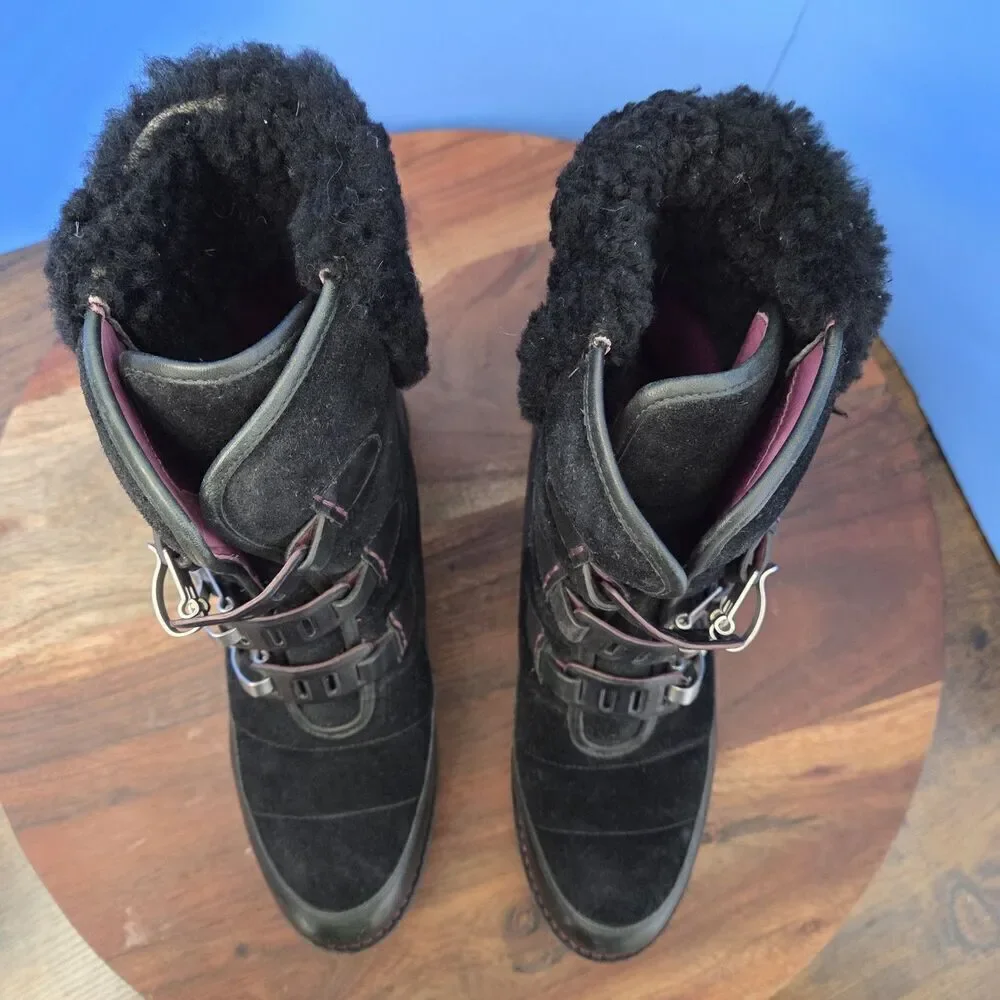Cole Haan Lania NikeAIR Boots Leather / Suede Black Women's 7